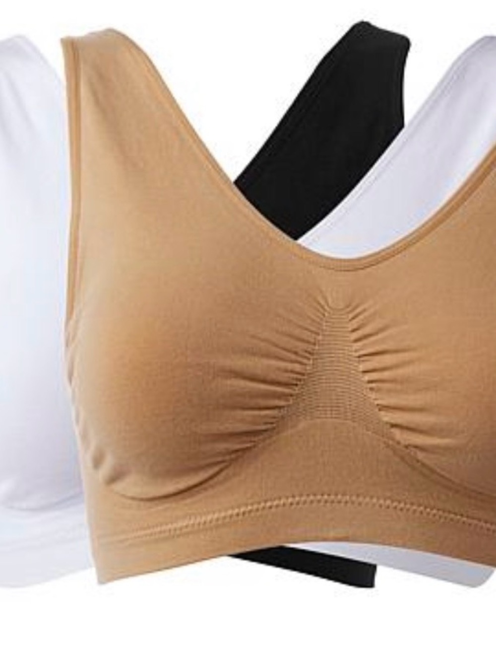 Set of 3 Rhonda Shear Black, White & Tan Ahhh Bra  Seamless Bras